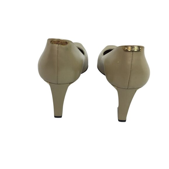 St. John Cynthia Daytime Womens 8B Leather Gold Heel  Pumps Tan Made In Italy - Picture 8 of 14